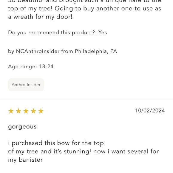 Gold Anthropologie Satin Bow Tree Topper - Picture 11 of 14